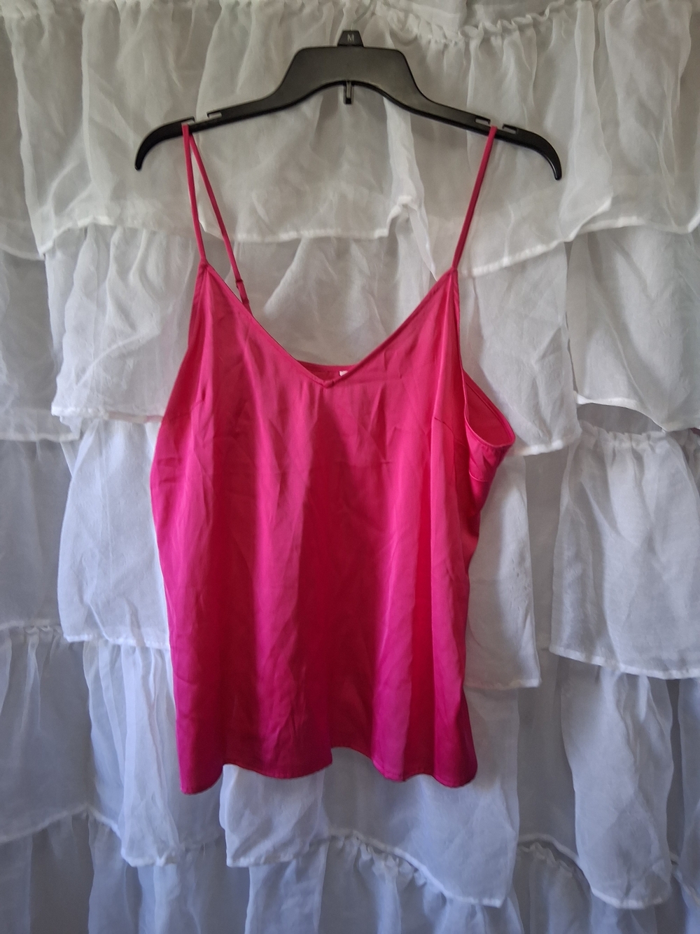 Stars Above Vibrant Pink Spaghetti Satin Strap Cami